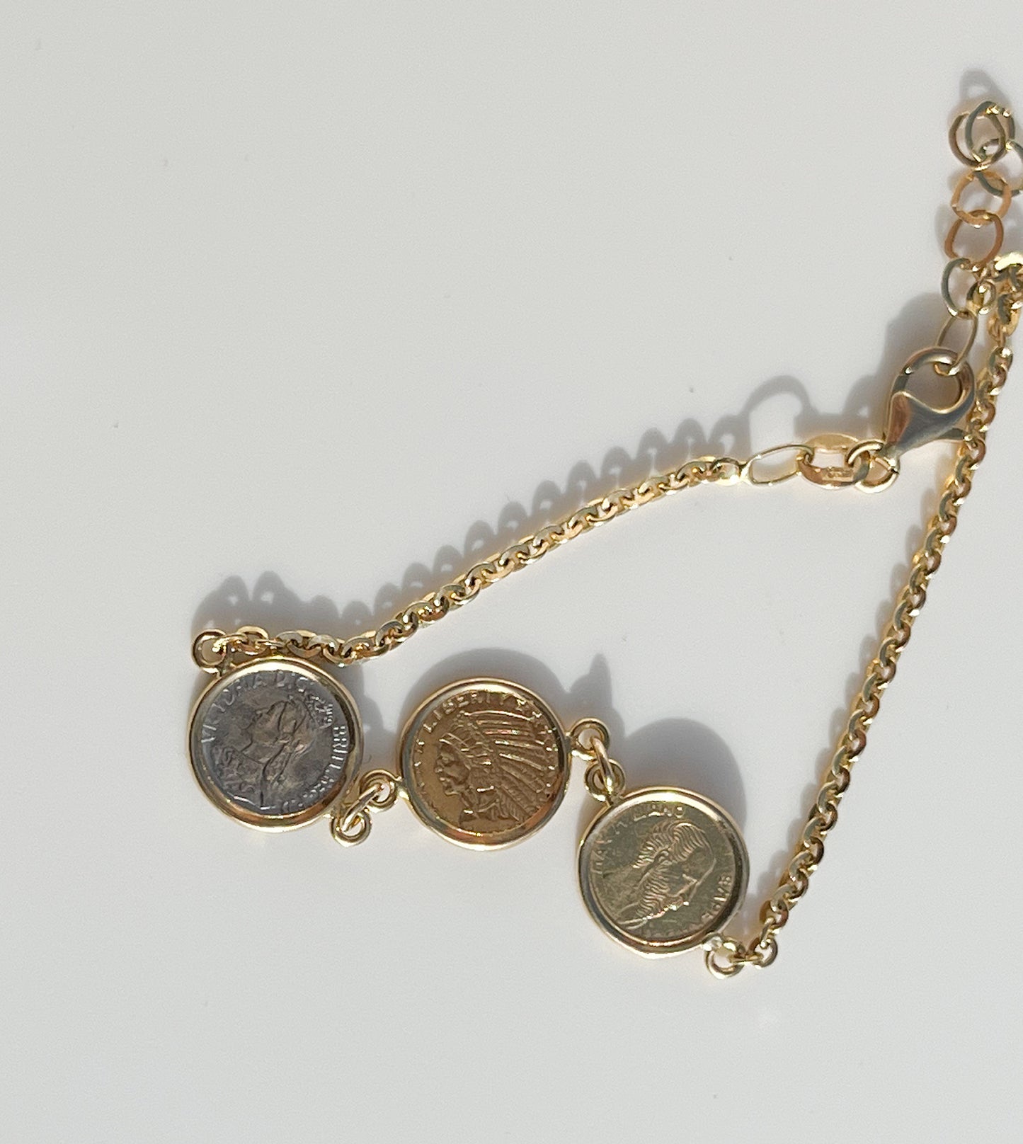 VINTAGE 18K SOLID GOLD COIN BRACELET