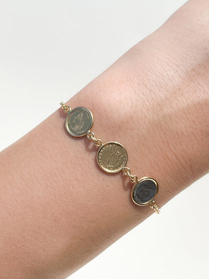 VINTAGE 18K SOLID GOLD COIN BRACELET