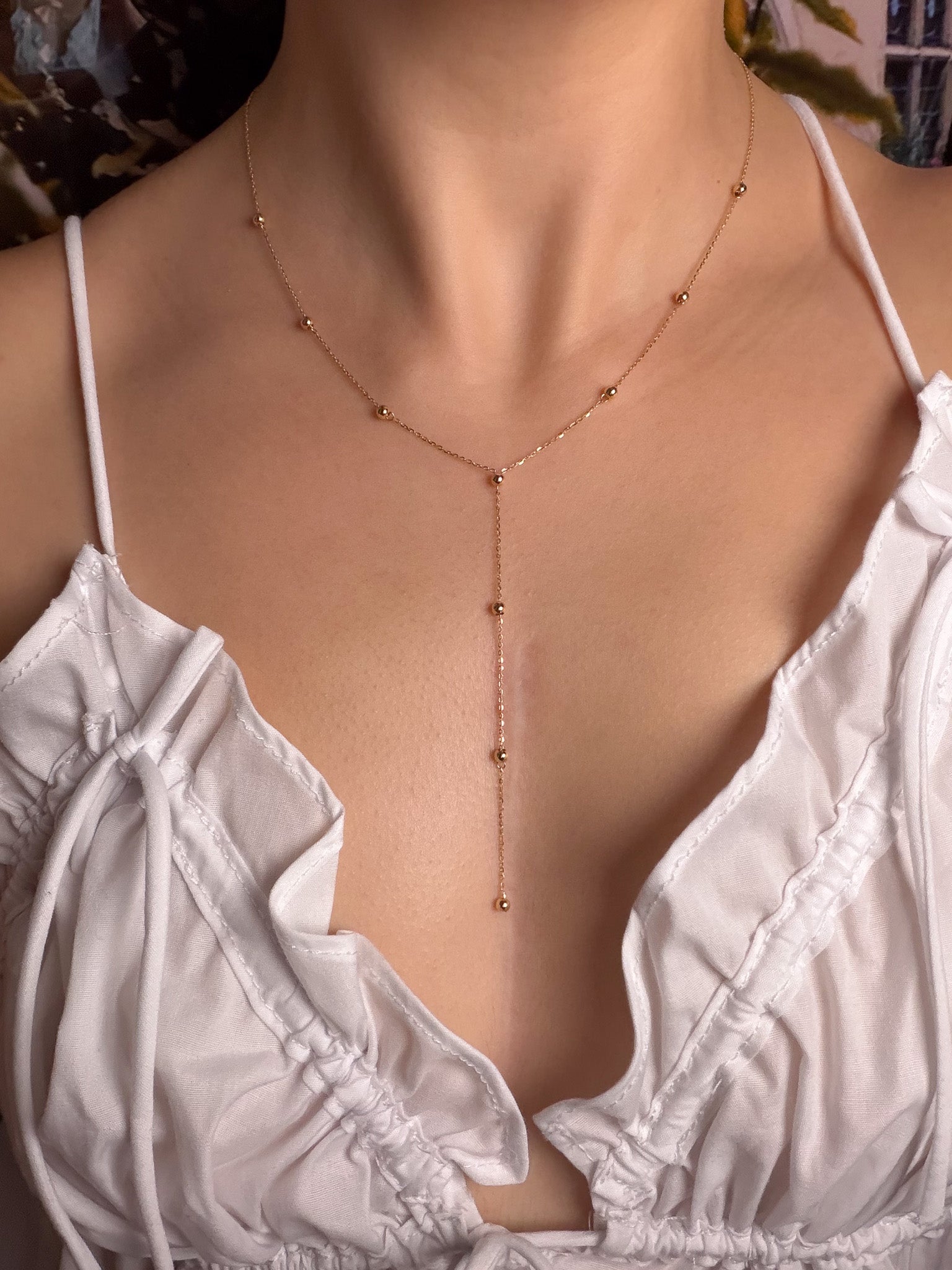 Lana Lariat Necklace – 18K Solid Gold Lariat Necklace | Ange Hadid