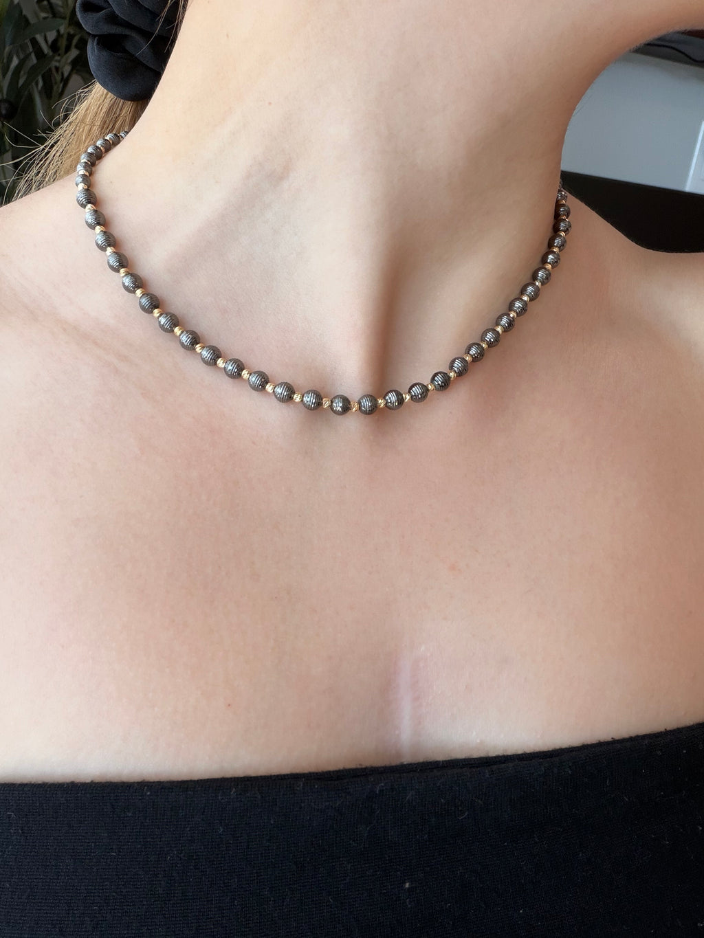 Black Beads Necklace, Sample