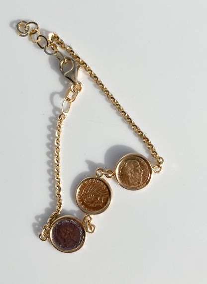 VINTAGE 18K SOLID GOLD COIN BRACELET