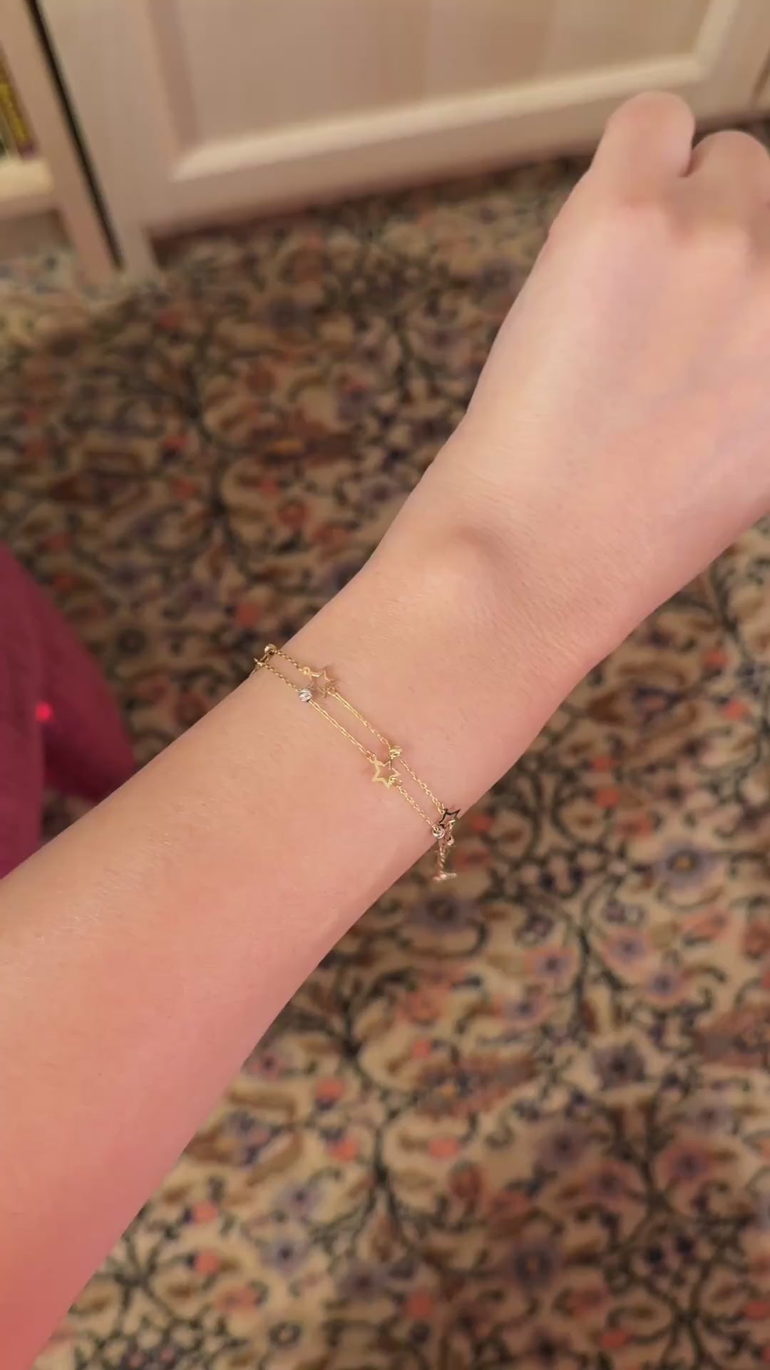 Star double chain bracelet in 18K solid gold