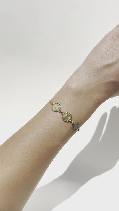 VINTAGE 18K SOLID GOLD COIN BRACELET